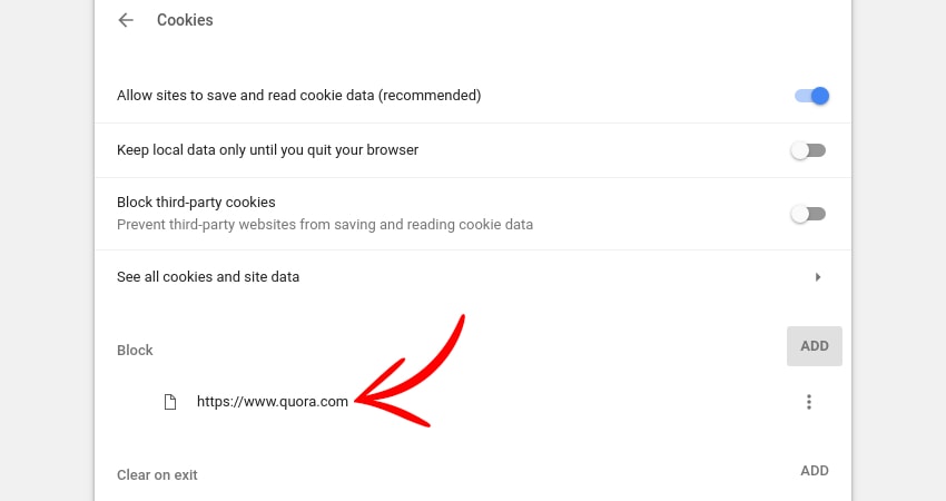 site blocked for cookies