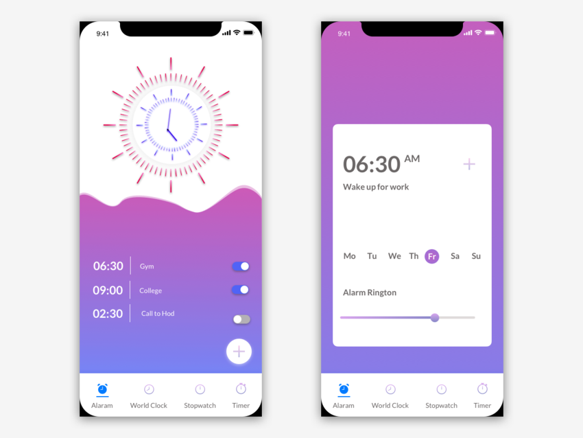 15 Best Clock App UI Design 2019